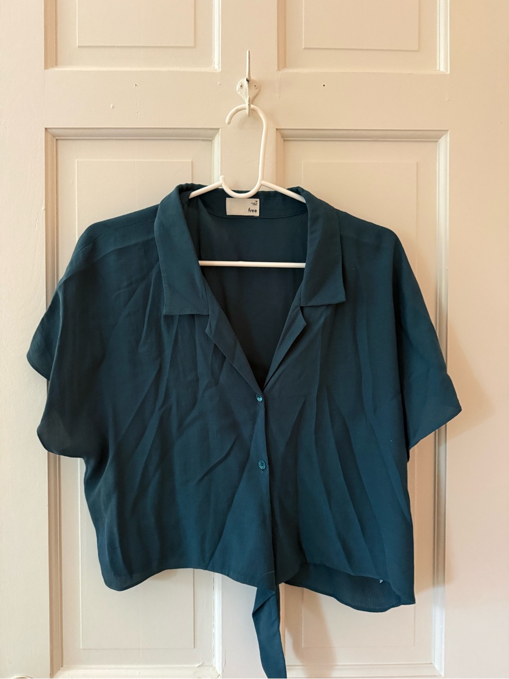 Wilfred Teal Short-Sleeve Button-Down Blouse